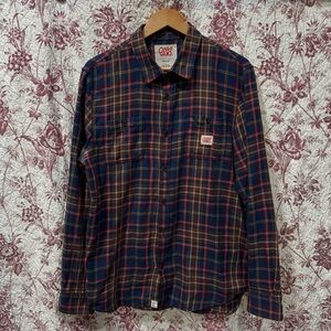 Vans “Only Vans” Plaid Flannel Button-Up Shirt Navy/Red – Men’s Medium